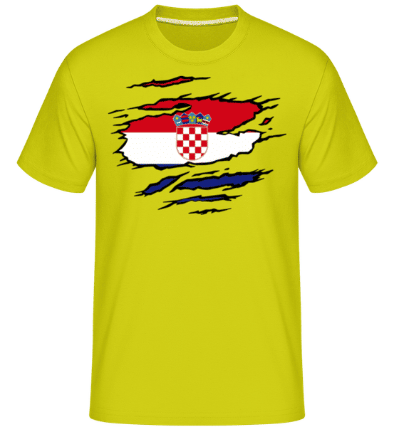 Aperçu: Drapeau mûré Croatie -  T-Shirt Shirtinator homme - Citron vert - Devant