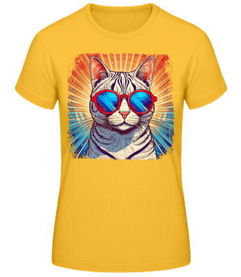 Bengal Cat Hippie Look - Camiseta básica de mujer - Amarillo dorado - delante