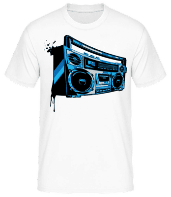 Boombox Blau - Männer Basic T-Shirt - Weiß - Vorne