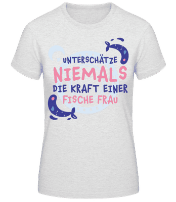 Sternzeichen Kraft Fische Frau - Frauen Basic T-Shirt - Grau meliert - Vorne