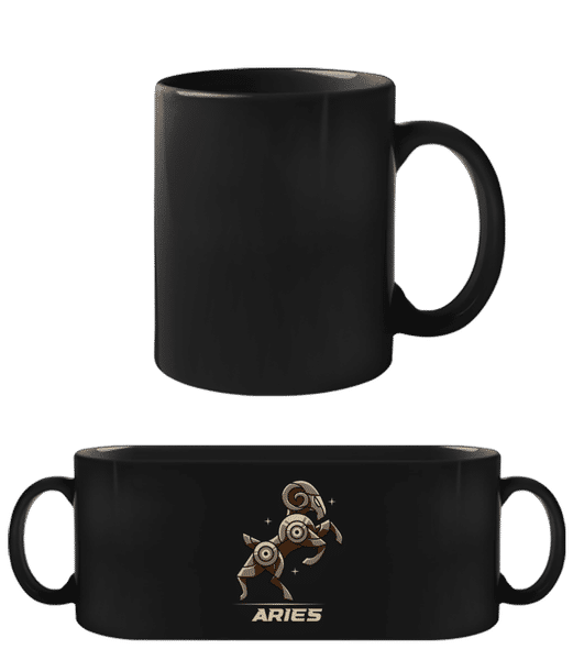 Aperçu: Mecha Robotic Zodiac Sign Aries - Tasse Noire - Noir - Devant