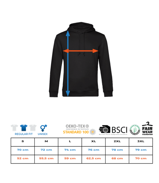 'Zündapp RS 50 Super' Silhouette - Sweat à capuche bio Homme à poches latérales - Tableau des tailles