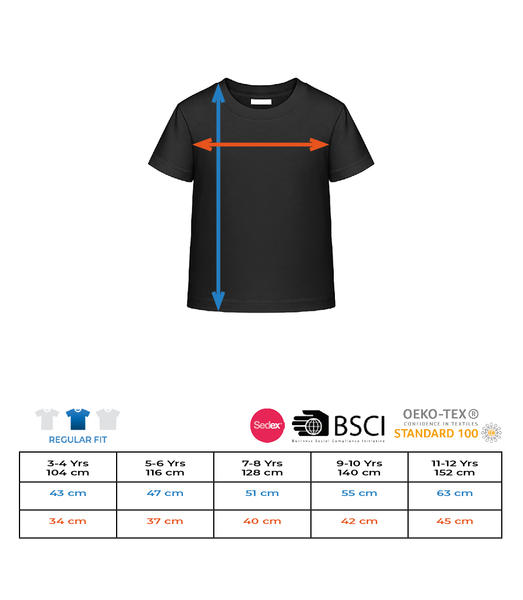 Aperçu: Épées Croisées - T-shirt shirtinator Enfant - Tableau des tailles