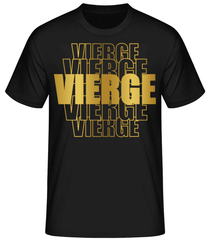 Aperçu: Écriture Doré Astrologique Vierge - T-shirt standard Homme - Noir - Devant