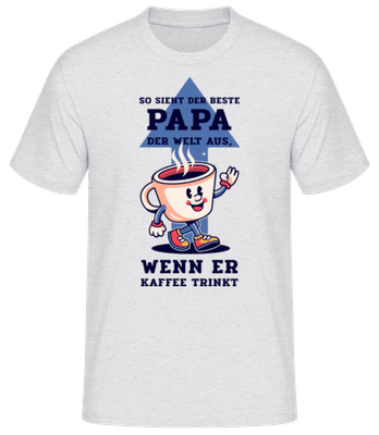 Bester Papa Der Welt Kaffee - Männer Basic T-Shirt - Grau meliert - Vorne