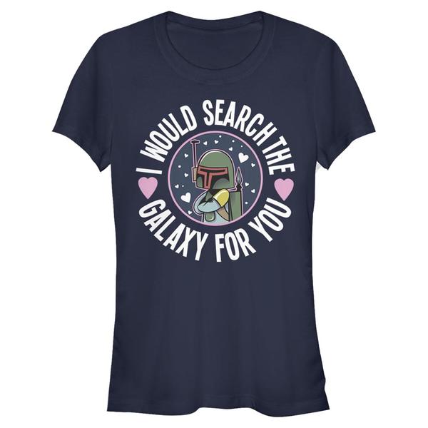 Aperçu: Star Wars - Boba Fett Search The Galaxy - Valentine's Day - Femme T-shirt - Bleu marine - Devant