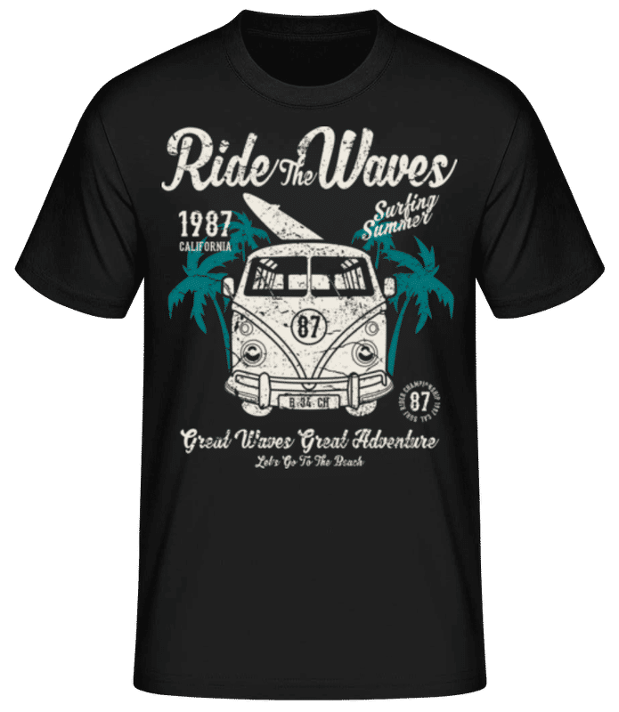 Vista previa: Ride The Waves - Camiseta básica para hombre - Negro - delante