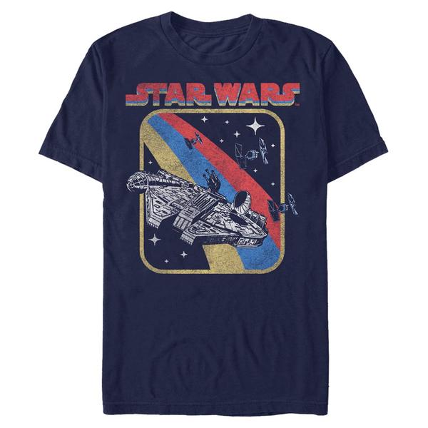 Aperçu: Star Wars - Millennium Falcon Retro Falcon - Homme T-shirt - Bleu marine - Devant