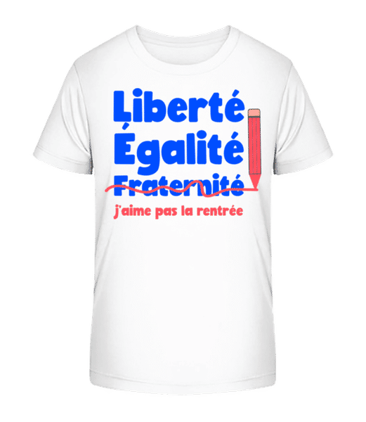 Aperçu: J’aime Pas La Rentrée - T-shirt bio Enfant Stanley Stella 2.0 - Blanc - Devant