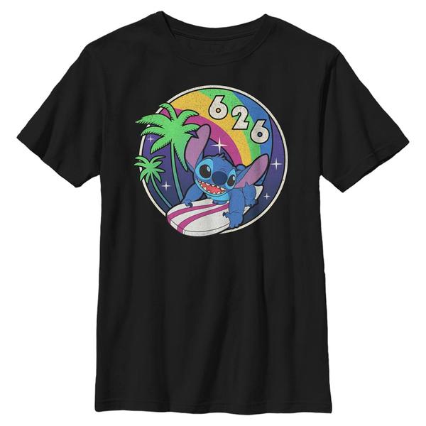 Preview: Disney Classics - Lilo & Stitch - Stitch Retro Rainbow - Kids T-Shirt - Black - Front