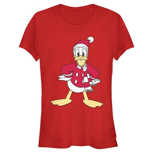 Aperçu: Disney Classics - Mickey Mouse - Donald Duck Donald Hat - Christmas - Femme T-shirt - Rouge - Devant
