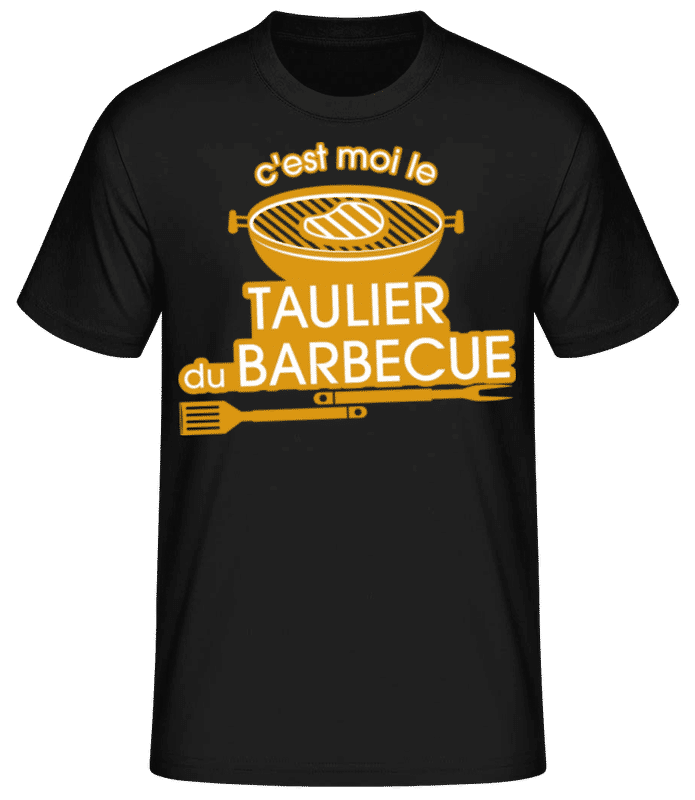 Aperçu: C'est Moi Le Taulier Du Barbecue - T-shirt standard Homme - Noir - Devant