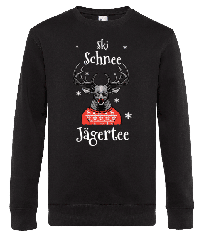 Vorschau: Après Ski Schnee Jägertee - Männer Standard Pullover - Schwarz - Vorne