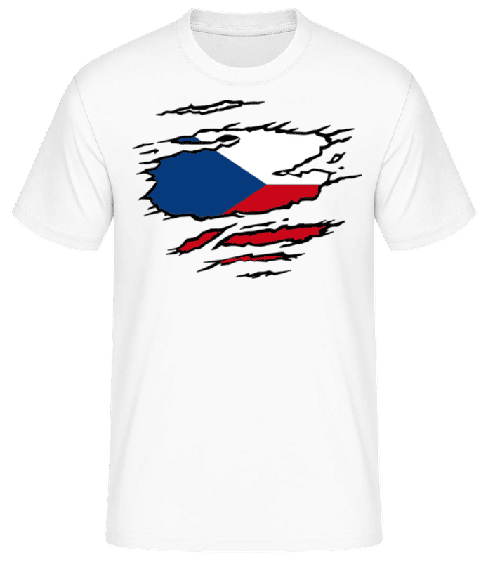 Preview: Torn Flag Of Czechia - Men's Basic T-Shirt - White - Front