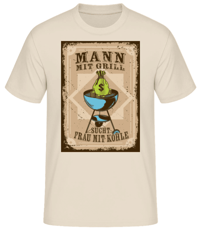 Vorschau: Mann Grill Frau Kohle - Männer Basic T-Shirt - Creme - Vorne