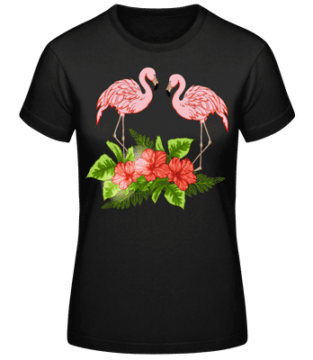 Flamingos In Paradise - Women's Basic T-Shirt - Black - Front