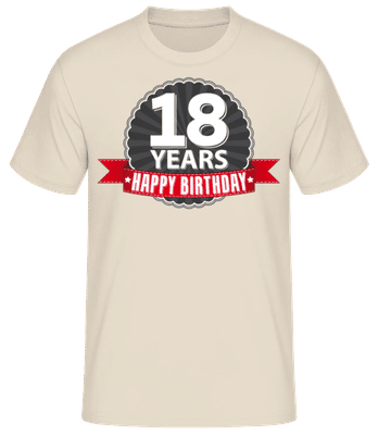 18 rokov Narodeniny - Pánske basic tričko - Krémová - Predné