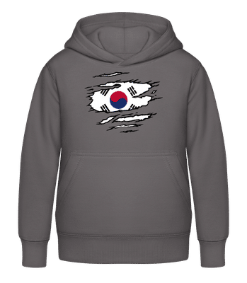  Drapeau déchiré Corée du Sud - Sweat à capuche Enfant - Anthracite - Devant