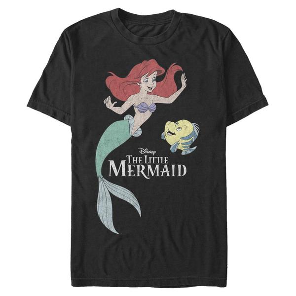 Aperçu: Disney - Ariel La Petite Sirène - Ariel & Flounder Mermaid Friends - Homme T-shirt - Noir - Devant