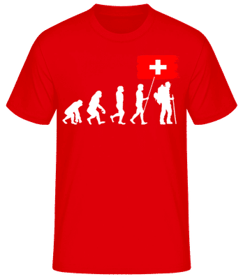 Švajčiarska evolúcia - Pánske basic tričko - Červená - Predné