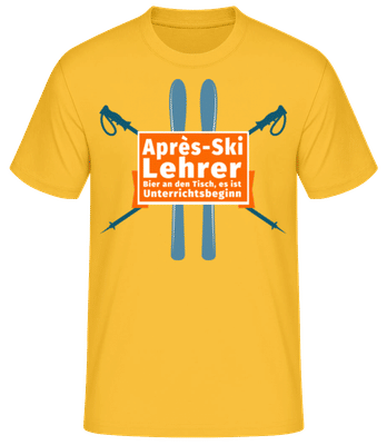 Après Ski Lehrer Bier - Männer Basic T-Shirt - Goldgelb - Vorne
