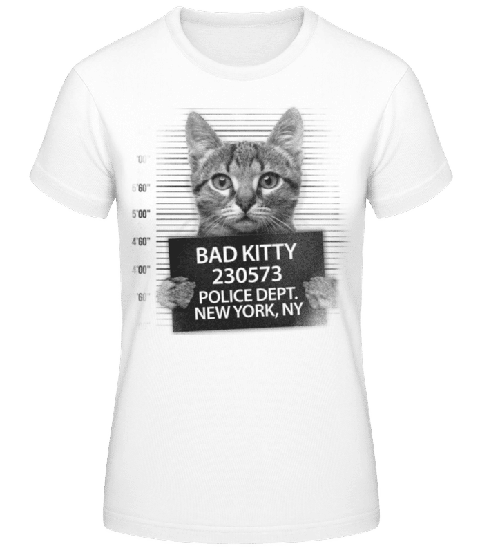 Vorschau: Kriminelle Katze - Frauen Basic T-Shirt - Weiß - Vorne