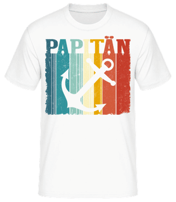 Papitän Anker - Männer Basic T-Shirt - Weiß - Vorne
