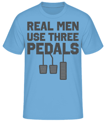 Real Men Use Three Pedals - T-shirt standard Homme - Bleu clair - Devant