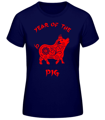 Chinese Zodiac Year Of The Pig - Dámske basic tričko - Namornícka modrá - Predné