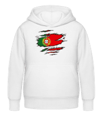 Ripped Flag Portugal - Kid's Hoodie - White - Front