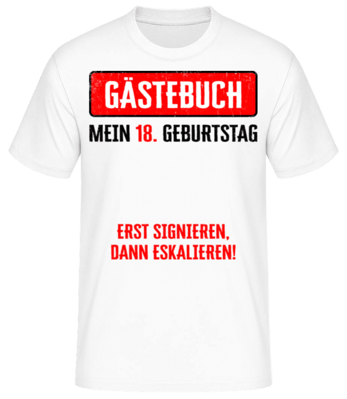Vorschau: Gästebuch 18 Geburtstag - Männer Basic T-Shirt - Weiß - Vorne