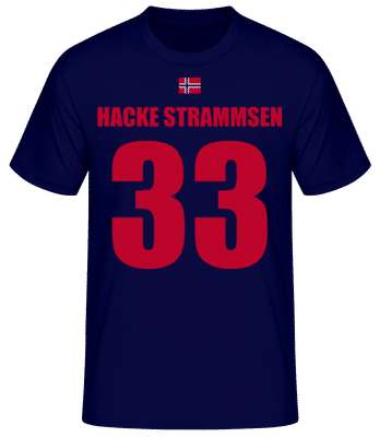 Norwegen Fußball Trikot Hacke Strammsen - Männer Basic T-Shirt - Marine - Vorne