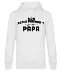 Super Pouvoir Papa - Sweat à capuche premium Unisexe - Blanc - Devant