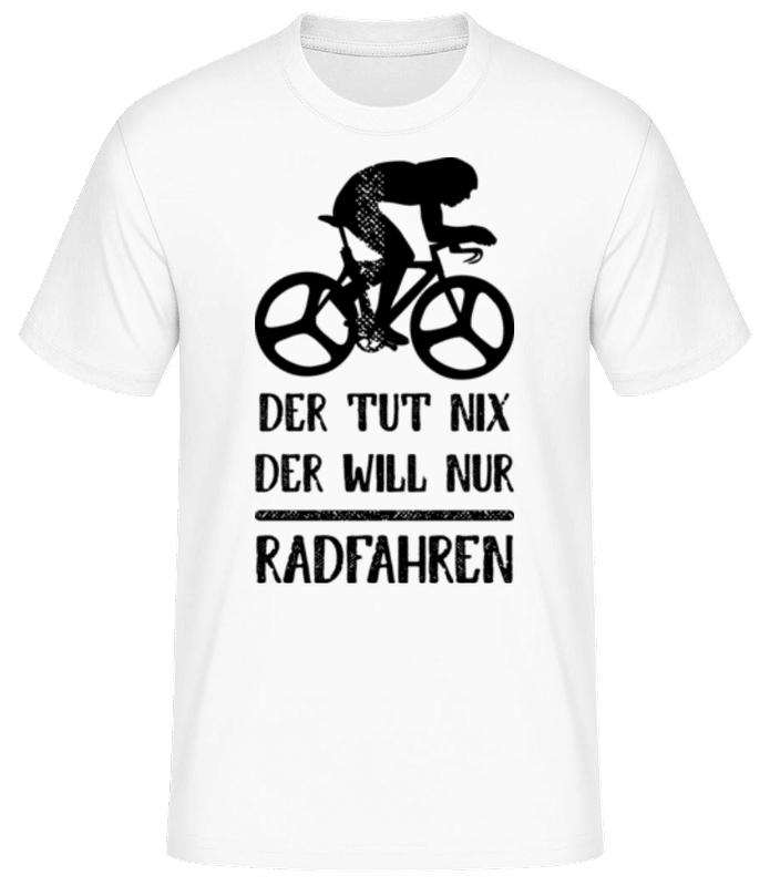 Vorschau: Der Tut Nix Nur Radfahren - Männer Basic T-Shirt - Weiß - Vorne