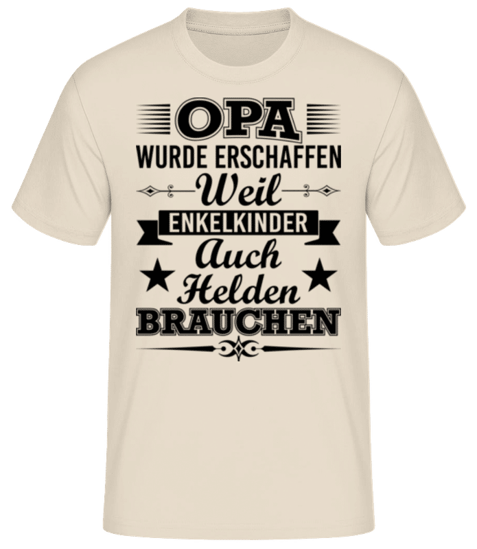 Vorschau: Enkelkinder Brauchen Helden - Männer Basic T-Shirt - Creme - Vorne