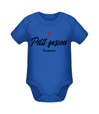 Petit Garçon D'amour - Body manches courtes bio - Bleu royal - Devant