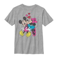 Disney Classics - Micky Maus - Minnie Mouse Mickey Minnie Love - Valentinstag - Kinder T-Shirt - Grau meliert - Vorne