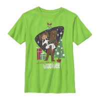 Star Wars - Skupina Kiss a Wookiee - Vianoce - Detské Tričko - Limetková - Predné
