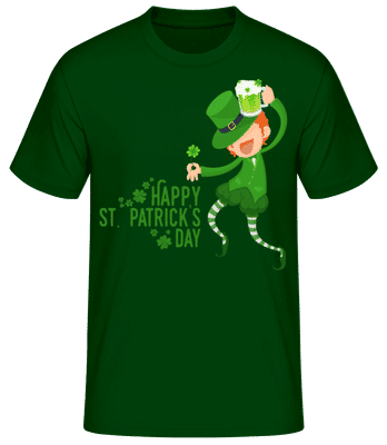 Happy St. Patrick's Day Logo - T-shirt standard Homme - Vert bouteille - Devant