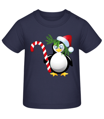 Pingouin Santa - T-shirt Bébé - Bleu marine - Devant