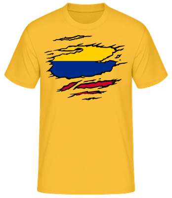 Zerrissene Fahne Kolumbien - Männer T-Shirt B&C - Goldgelb - Vorne