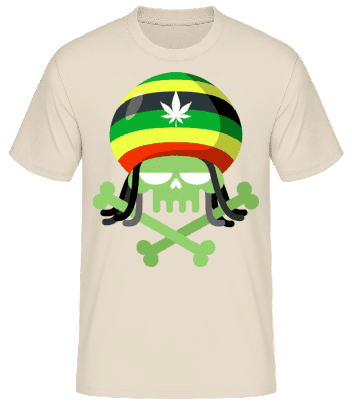Náhled: marihuana Skull - Pánské basic tričko - Krémová - Napřed