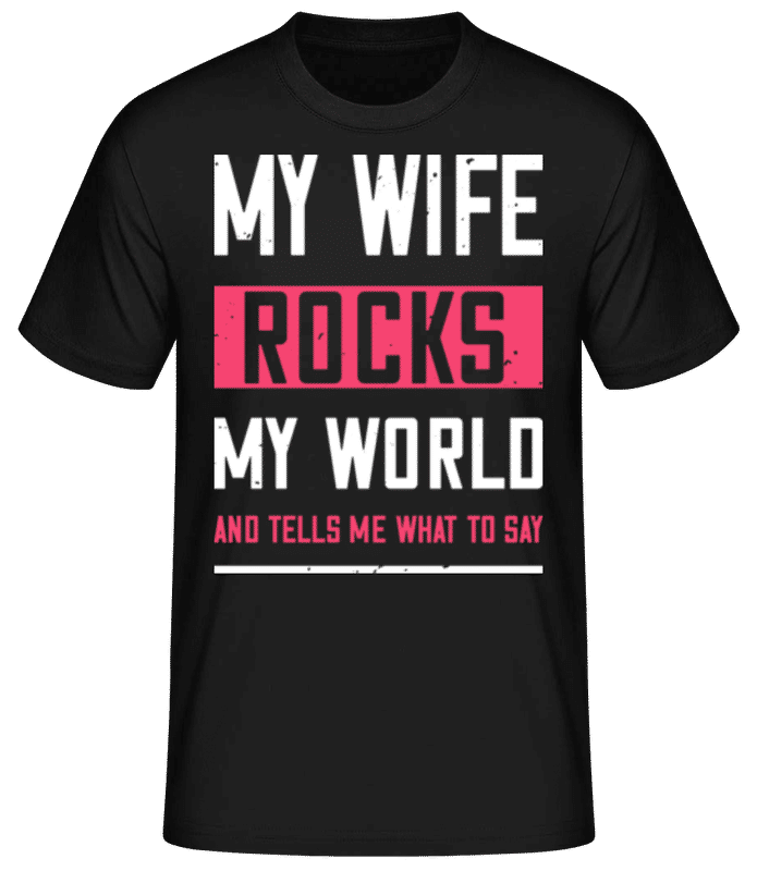 Náhled: My Wife Rocks My World - Pánské basic tričko - Černá - Napřed