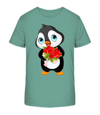 Cute Love Penguin - T-shirt bio Enfant Stanley Stella 2.0 - Bleu vert - Devant