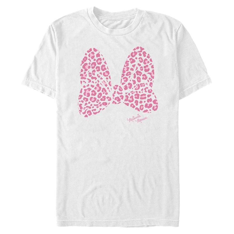 Aperçu: Disney Classics - Mickey Mouse - Minnie Mouse Pink Leopard - Homme T-shirt - Blanc - Devant