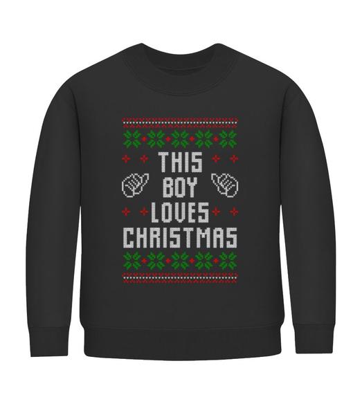 Aperçu: This Boy Loves Christmas - Sweatshirt Enfant - Noir - Devant