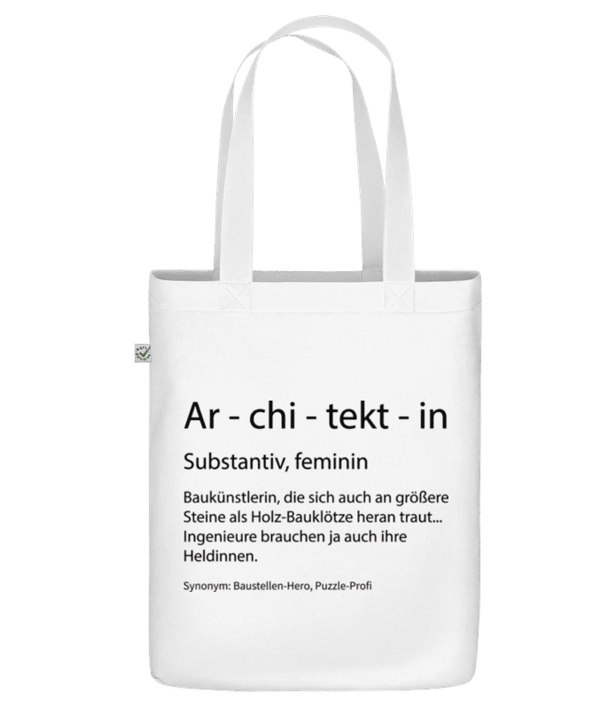 Vorschau: Architektin Quatsch Duden - Bio Tasche - Weiß - Vorne