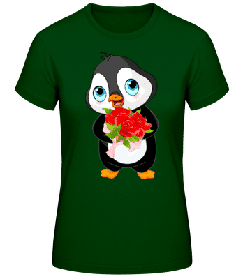 Cute Love Penguin - Frauen Basic T-Shirt - Flaschengrün - Vorne