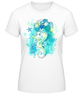 Aquarell Seepferdchen - Frauen Basic T-Shirt - Weiß - Vorne
