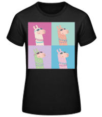 Pop Art Láma - Dámske basic tričko - Čierna - Predné